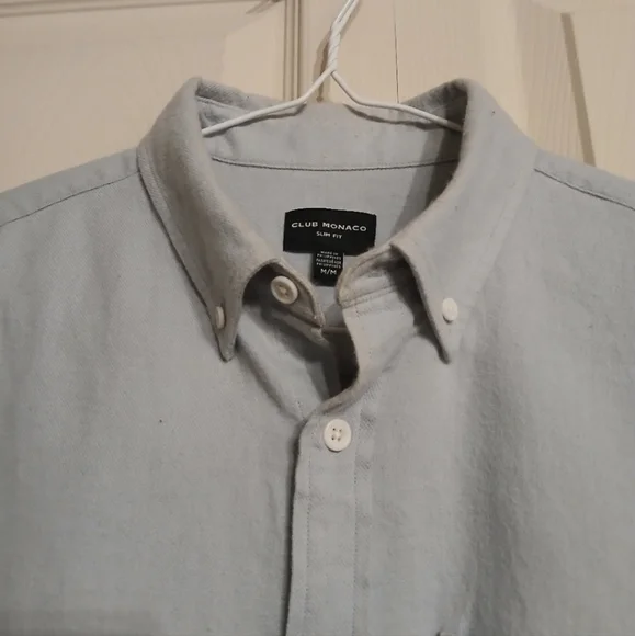 Club Monaco Cotton Button Up Men's Light Blue Shirt, Size Medium (M) - Picture 3 of 8